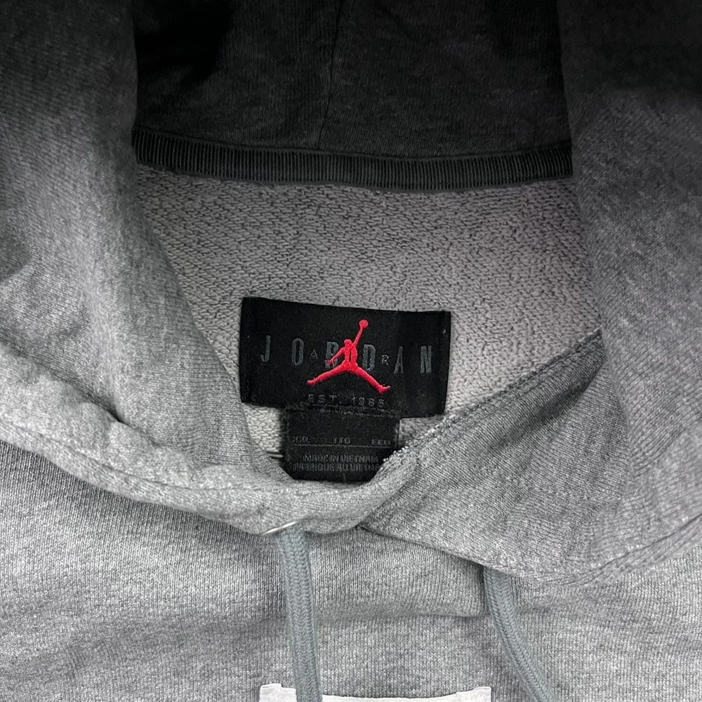 Jordan Flight Hoodie Mens XXL Gray Jumpman Patch Fleece Pullover Oversized